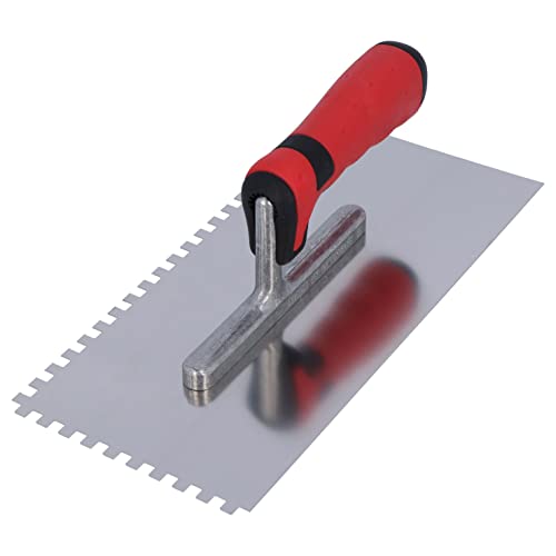 HELPMATE Truelle dentelée 6 x 6 mm – Spatule à dents professionnelle fabriquée en Allemagne en acier inoxydable – Truelle dentée 230 x 130 mm pour appliquer du mastic et de la colle à carrelage