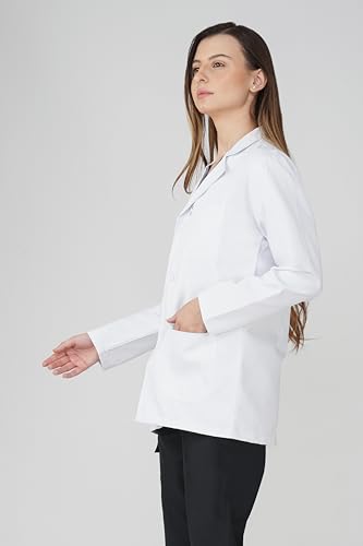 Image of PRAGATI TRENDS Women's Lab Coat Full Sleeves - Polycotton Blend, Button Closure, Long Sleeve, White - Medical, Doctor, Dentist, Hospital Use