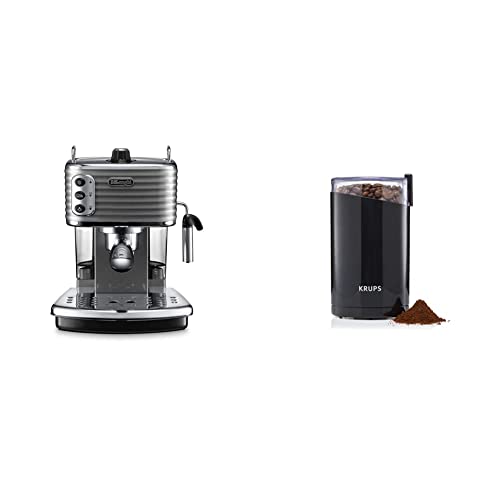 De'Longhi ECZ 351.GY Scultura Espressomaschine (1100 W) grau & Krups F20342 Kaffeemühle und Gewürzmühle in Einem | 75g…