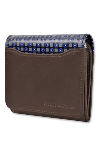 Brooks Brothers Tri-Fold Fold Over Zipper Pocket Wallet Small Leather Wallet, (136830 Brown)