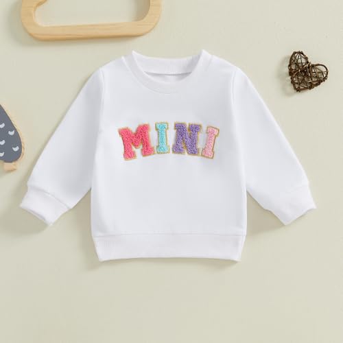 Karuedoo Mommy and Me Matching Outfits Family Matching Shirts Mama and Mini Embroidery Crewneck Long Sleeve Sweatshirt Tops3