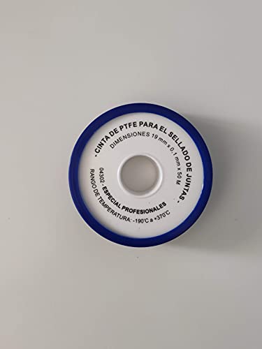 Roger Rollo de cinta PTFE Profesional (Teflón) para el sellado de juntas de fontanería 3/4' (19mm x 0,1mm x 50m)