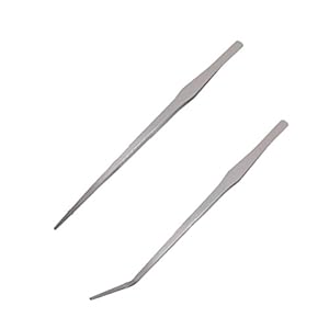 LOVIVER 2 x roestvrijstalen aquarium gereedschap recht gebogen pincet schaar spatel