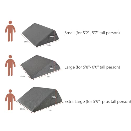 Knee Wedge Pillow, Memory Foam Leg Pillow Bed Wedge for Sleeping, Post Surgery Triangle Pillow Wedge for Knee Support, Leg Elevation, Knees Hip Back Pain Relief (23.6" x 23" x 7.9", Large Size, Black)