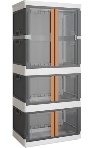 NETEL boite rangement plastique, 2x94L et 180L boite de rangement avec couvercle, caisse rangement plastique， bac rangement transparente，empilable caisse...
