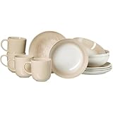 Ritzenhoff & Breker Savora Frühstücks-Set 12-teilig für 4 Personen – Modernes Geschirr aus Steinzeug im Used-Look – Spülmaschinenfest & Mikrowellengeeignet – Becher, Teller & Schalen in Sandfarben