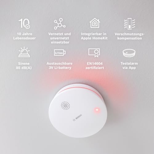 Bosch Smart Home Rauchwarnmelder II, Smarter Rauchmelder mit Sirene & App-Alarm, vernetzter Brandschutz im ganzen Zuhause… – Ansicht 2