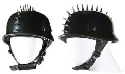 German Style Shiny Novelty Helmet with Spikes Size S,M,L,XL,2XL (S, Black)