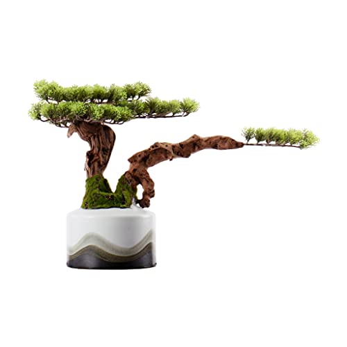 Arbo Artificial Artificial acogedor de pino árboles verde plantas en maceta Bonsai Home Zen Garden Sala de estar Decoración de la sala Fake Plants Bonsai Hotel Desktop Ornaments Planta artificial Cover