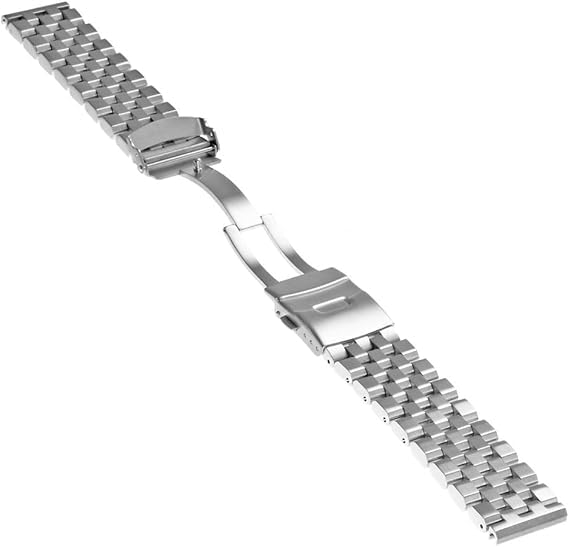 Image of Kai Tian Stainless Steel Watch Band 20 21 22 24 26 18mm for Men Women Solid Watch Bracelet Strap with Deployment Double Lock Black Silver Blue Grey Rose gold