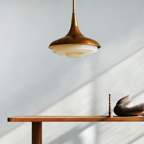 YXTSIMV 17.7'' Extra Large Glass Pendant Light Mid Century Modern Hanging Lamp Farmhouse Vintage Lamp Nordic Coastal Chandelier for Dining Room Kitchen Island Bedroom Living Room - Image 5