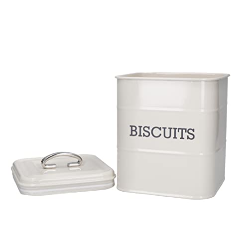 KitchenCraft Living Nostalgie Metall Keksdose, luftdicht, 14,5 x 19cm, antik creme