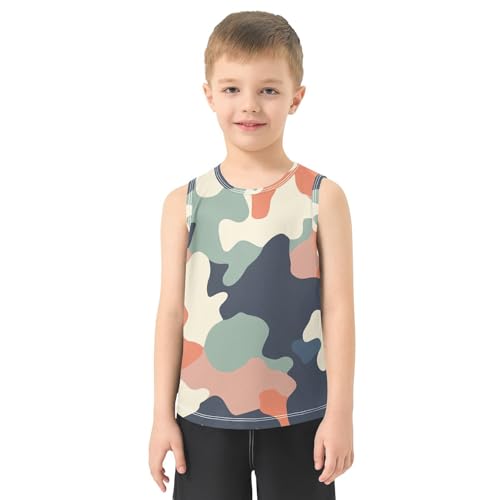 Boys Tank Top Shirts Camouflage Colored Sleeveless T-Shirts Crew Neck for Kids Clothing Children2