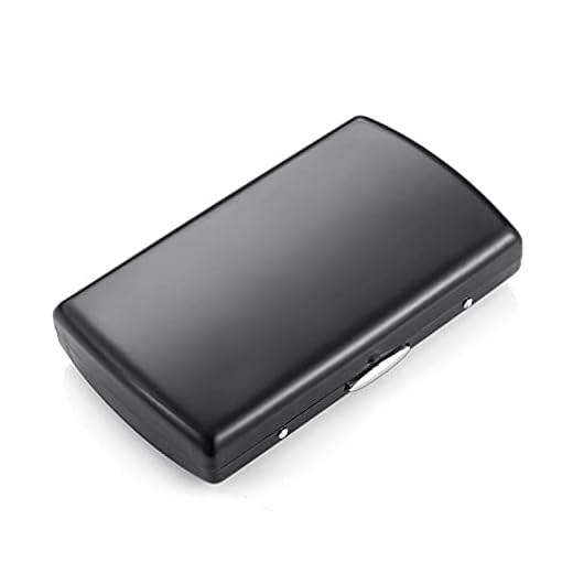 Pitillera retro de metal, pequeña, caja de cigarrillos para mujer y hombre, vintage, color negro, azul y dorado, para 12 cigarrillos, normal, con caja de regalo (negro)