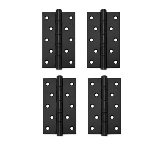 Image of AKS Stainless Steel Four Ball Bearing Hinges for Main Door, Office, Home & Bathroom Doors 6 Inch Length 3 Inch Width 3mm Thickness Hinges | 5 Years Warranty (Pack of 4, Matt Black)