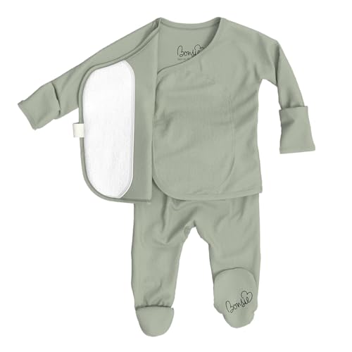 Bonsie Skin to Skin Babywear Footie - Green Baby Footed Bodysuit - Avocado3