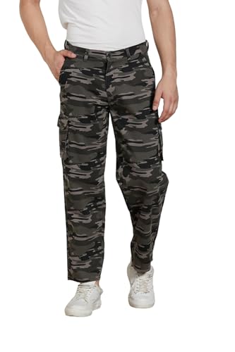 Image of Dennis Lingo Mens Cotton Lycra Mid Rise Relaxed Fit Camo Trousers