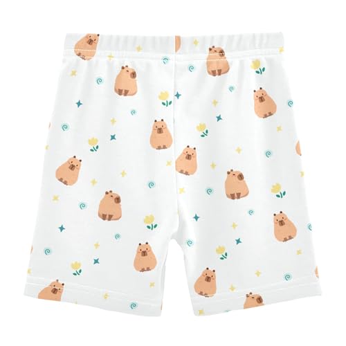 Cute Cartoon Little Capybara Girls Shorts Elastic Waist Sports Shorts Girls Leggings Pants for 4-10 Years2