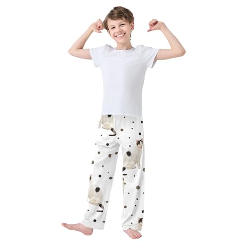 Watercolor Cat Boys Pants Boys Athletic Pants Long Pant for Boywith Pockets Wide-Leg Size 6-14Y3