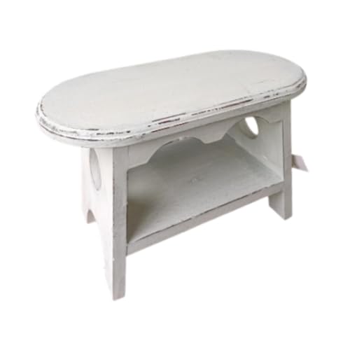 Fenteer 木製スツール プラントスタンド 盆栽ラック 楕円形 小型プランターホルダー 植木鉢ラック リビングルーム テーブル ガーデン 屋内 屋外用, 白