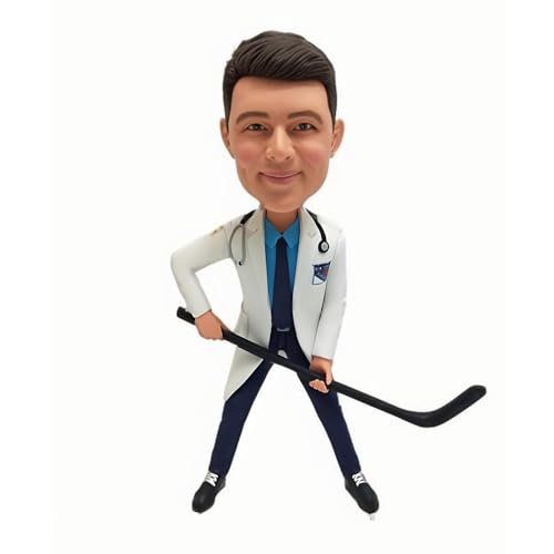 MEJELE Doctor Custom Bobblehead Hockey Player,Personalized for Hockey Coach and Hockey Funs,Bobble Head Coach Ref
