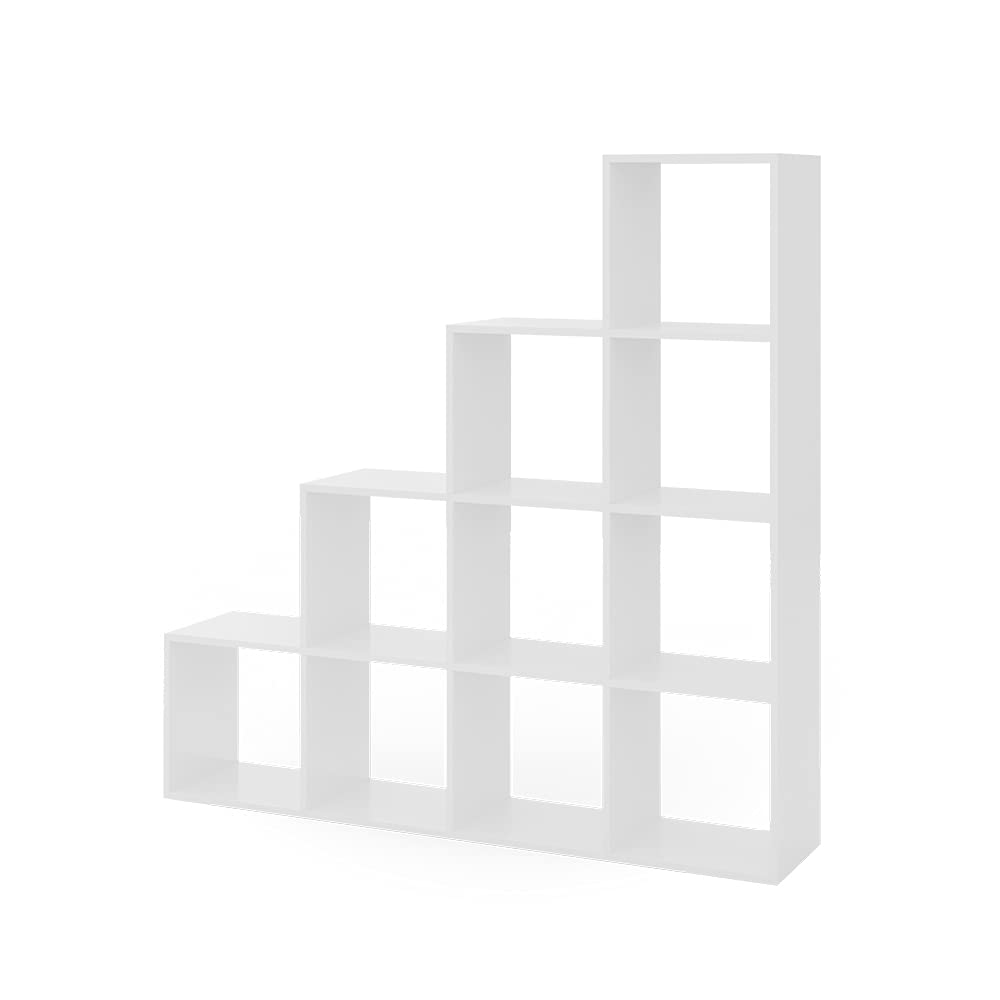 Vicco Étagère, Blanc, 142.5x140cm, utilisable comme séparateur d’Espace à Structure en Forme d’échelle