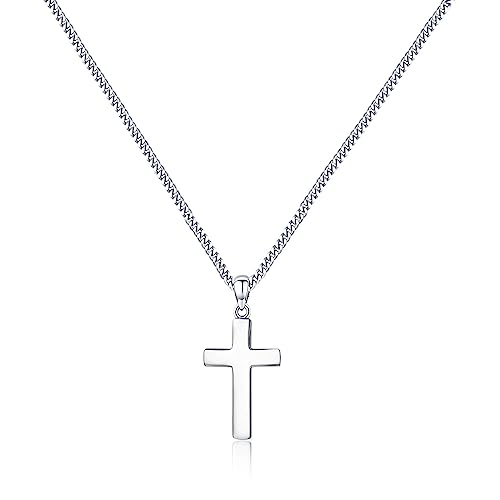925 Sterling Silver Small Cross Necklace for Men Women