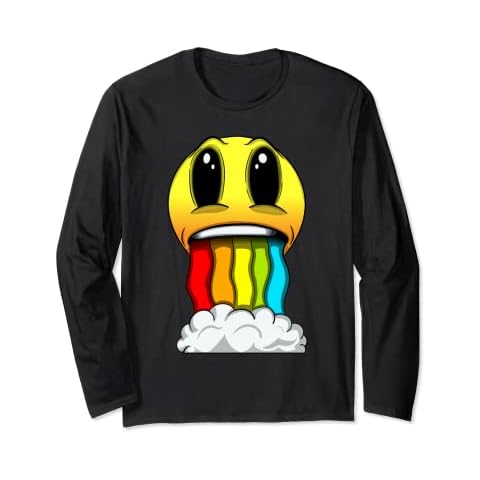 Funny Smile Face Rainbow Long Sleeve T-Shirt Cover