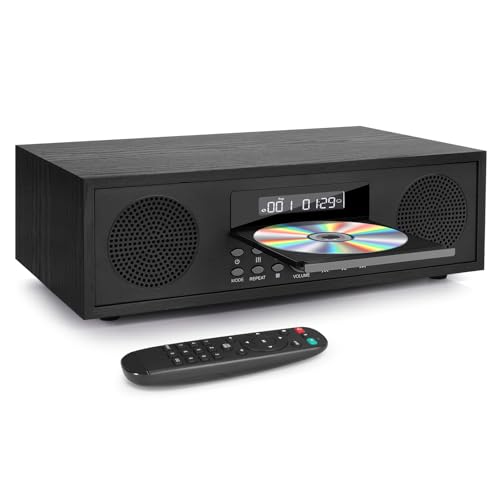 Kompaktanlage mit CD Player, Micro-HiFi-Anlage 2x20W Lautsprechersystem, Mini-Stereoanlage mit UKW-Radio, Bluetooth, Aux-Eingang, USB-Eingang, HiFi-Musikanlage mit Audio-Ausgang...