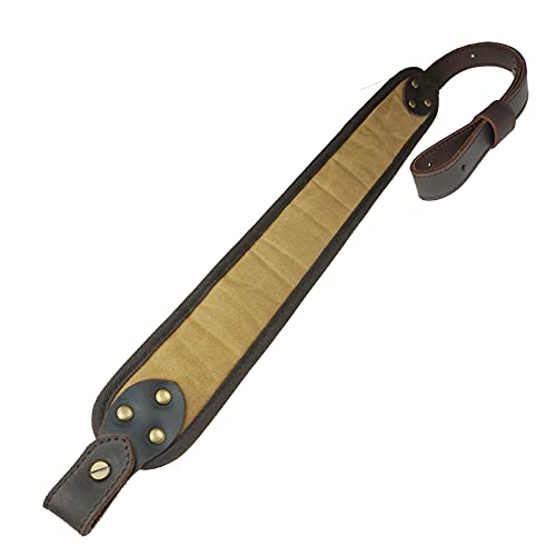 1 Set Leather Gun Shell Holder Buttstock Wtih Rifle Sling For .308 .30-06.45-70 .410Ga (Khaki) #TOP5