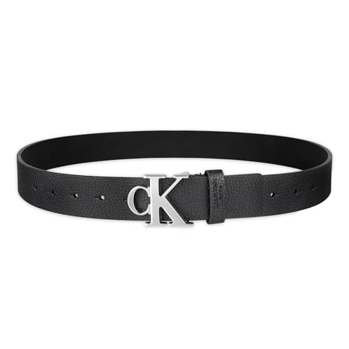 Calvin Klein Men’s CK Monogram Cut Out Buckle Belt – Casual Belt for Jeans & Everyday Wear