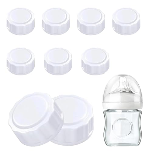 Image of Travel Bottle Caps Compatible with Avent Bottles-Baby Bottle Lid-Bottle Lids Replacement-Travel Caps-Rewritable Sealing Discs for Avent Wide Mouth Bottles (9-PCs)