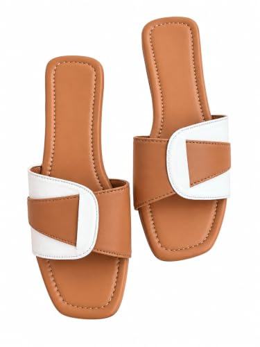 Image of Women's Square Toe Buckle Strap Flat Slides
