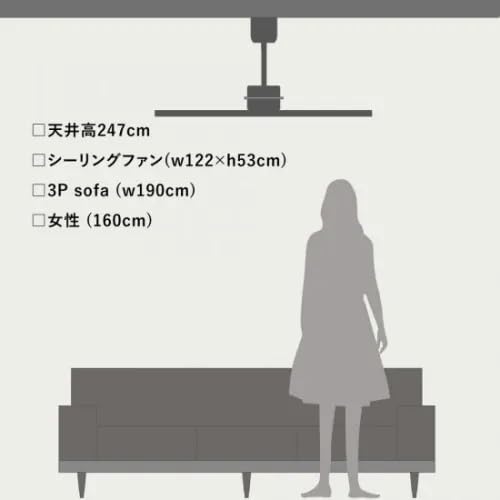 HERMOSA CF-005WALL バスク ウッド シーリングファン ウォールナット ブラックライン の商品画像 5