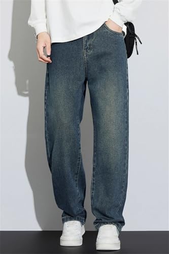 Unisex Vintage Blue Relaxed Wide Leg Jeans High Cotton Comfort Knife-Cut Design for Casual Everyday Outfits2