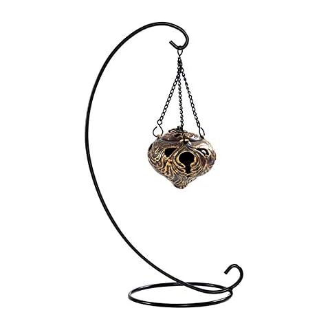 GWOKWAI Hanging Incense Burner with Iron Holder Stand Backflow Incense Burner Waterfall Ceramic Smoke Incense Holder for Home Decor Aromatherapy Ornament Cover