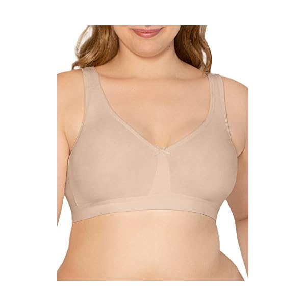 Fruit of the Loom womens Plus Size Wireless Cotton Full Coverage Bra, Sand, 42C US