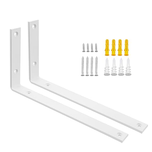 SAYAYO Escuadras para Estanterias de Alta Resistencia 300mm Escuadras Metalicas Soporte de Estantería de Pared Blanca 2 Piezas Soportes para Estanterías Flotantes Invisibles Capacidad de Carga 50 KG