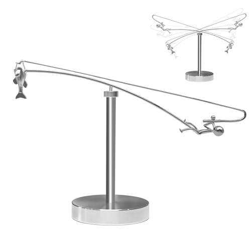 Fisherman Balancing Sculpture Kinetic Fishing Sculpture Stress Relief Desk Toy for Adults Kinetic Balance Fishing Physics Toy Balance Art for Your Space Home Office Decor Gift for Men&Fishing Lovers