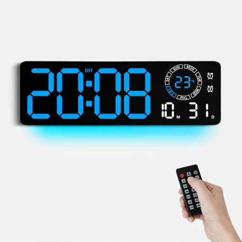 KLYRND 16-inch Jumbo Display Digital Clock with Remote, Auto-Dim &