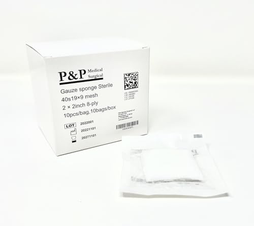 Gasas quirúrgicas estériles de algodón tejidas de alta calidad 8 capas 2"x2" Paquetes de 100, Caja de 500 unidades miniatura 1