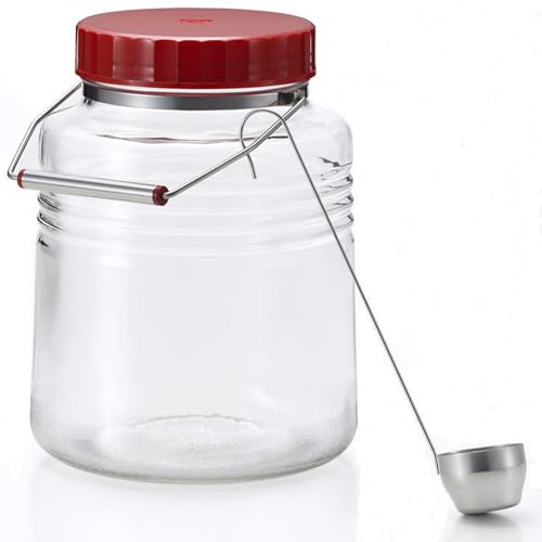 ADERIA Reproduction Plum Bottle, 1.9 fl oz (3 L), Individual Box, Storage Container, Plum Wine Bottle, Showa, Retro Storage Bottle, With Ladle, Rice Bottle, Fruit Liquor Bottle, Glass Canister, Sealed