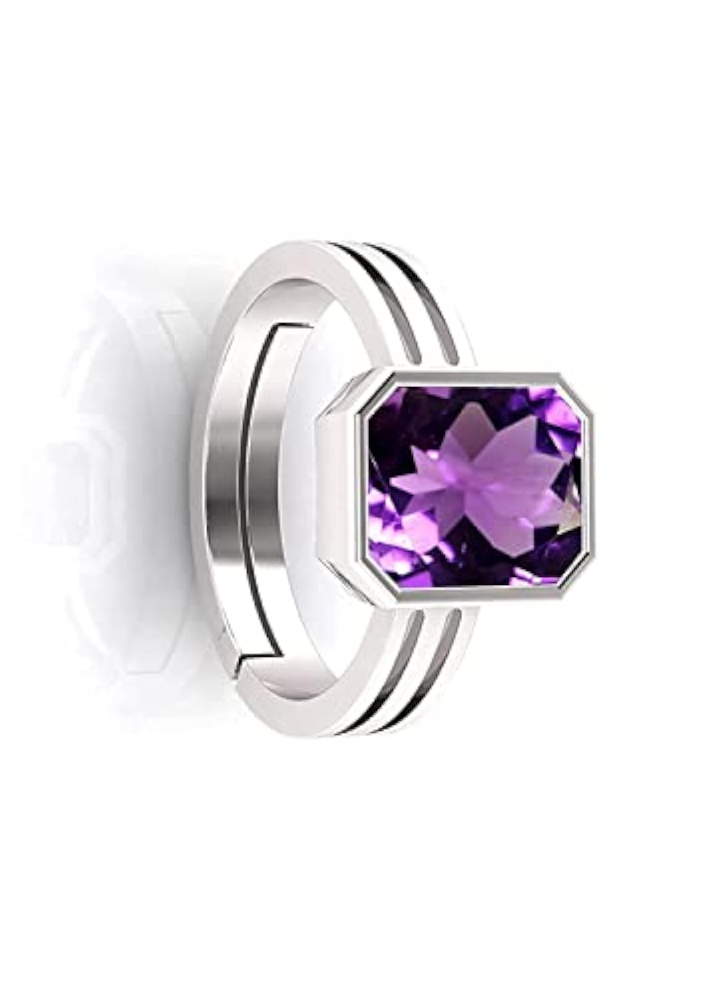 Adjustable Amethyst Silver Plated Ring