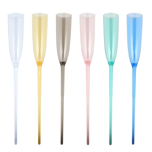 Flearitzo Schwimmende Weingläser 6er-Set Schwimmende Champagnerflöten - Bruchsicher Sektgläser aus Acryl - Partygläser mit Stiel ohne Boden für den Pool Garten Strand