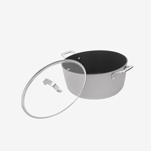 Laura Ashley Cazuela Antiadherente de 28 cm con Tapa – Olla Grande de 6,6 Litros en Aluminio, Compatible con Todo Tipo de Cocinas y Horno – Ideal para Comidas Familiares y un Servicio Elegante