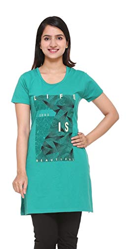 Image of In Love Women's Printed Cotton Plus Size Longline T-Shirt Half Sleeve with Pockets Pack of 2