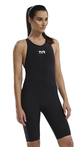 TYR Women's Standard Venzo Closed Back Tech Suit Swimsuit Competitive Racing One Piece Swimwear, FINA Approved, Onyx