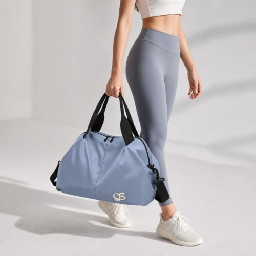 Fitness Bag for Women Small Blue, 17" Gym Bag with Wet Pocket Waterproof Portable Sports Tote for Swimming, Weekend Travel - image 2