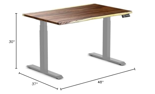 Image of Desky Dual Hardwood Sit Stand Desk - Electric Standing Desk - Dual Motor,3 Stage Adjustable Height Desk - Solid Wood Whole-Piece Top - Standing Desk with Cable Management