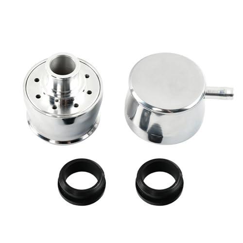 BIGREAT Silver Aluminum Smooth Valve Cover & Breather Combo with 2 Grommets Compatible with SBC BBC SBF For 1-1/4 Hole-2PC